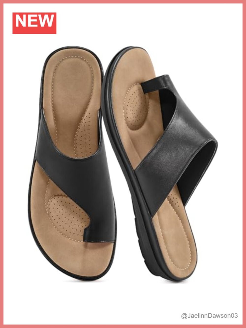Women's Flat Slide Sandals Orthopedic Casual Walking Sandals Faux Leather